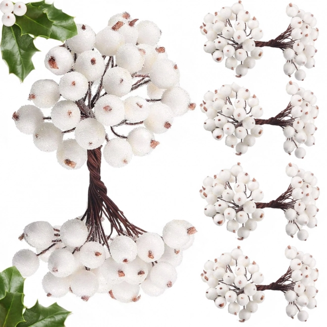 Julepynt Rowan Frosted White 5 stk