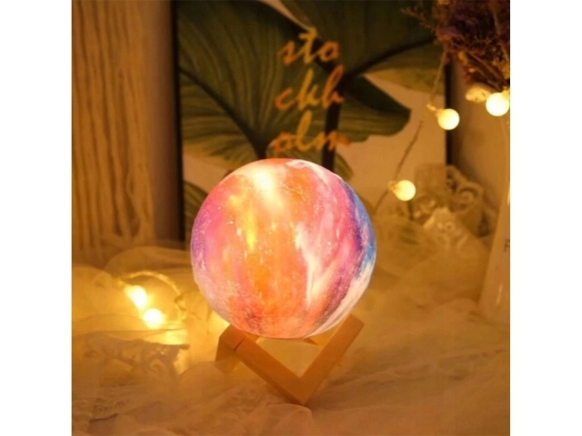 Nattlampe GALAXY 3D med farvet RGB baggrundsbelysning + fjernbetjening