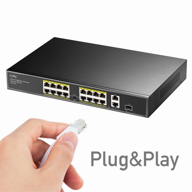 16-port PoE+ switch med 1 SFP