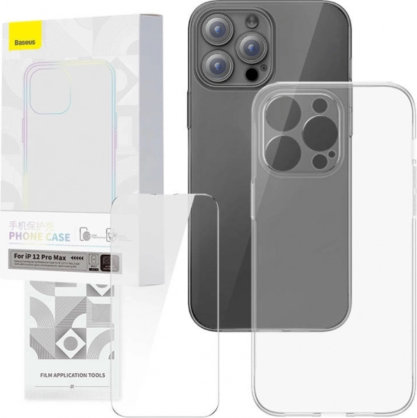 Gennemsigtigt etui og hærdet glas BASEUS CORNING til iPhone 12 Pro Max