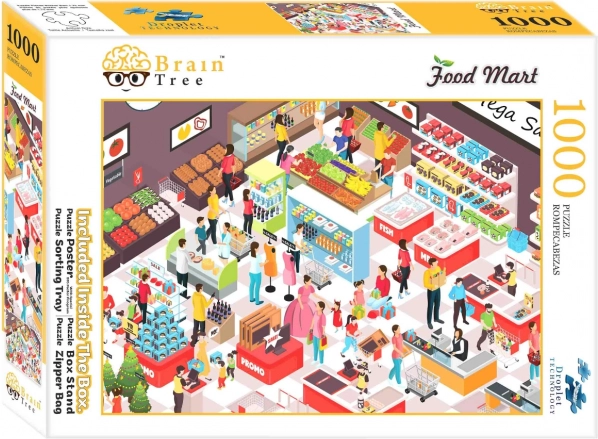 Puslespil BRAIN TREE Food Mart – selvbetjening, 1000 brikker