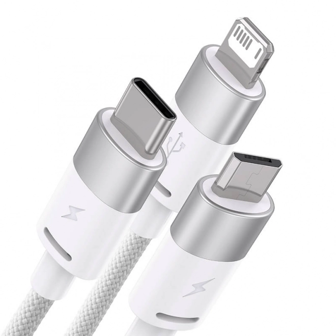 Kabel 3-i-1 USB Baseus StarSpeed serie, USB-C + micro + Lightning 3,5A, 1,2 m (hvid)