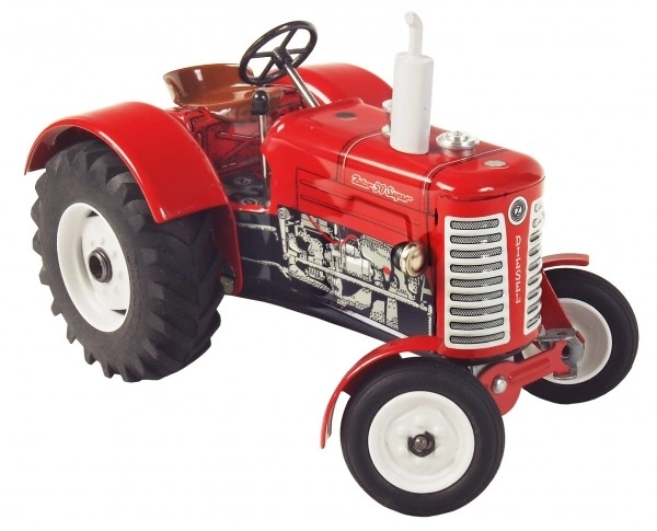 Traktor Zetor 50 Super rød med nøgle metal 15cm 1:25 i æske Kovap
