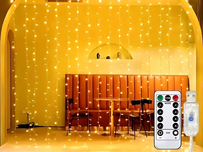 Julelysgardin 300 LED varme hvid USB