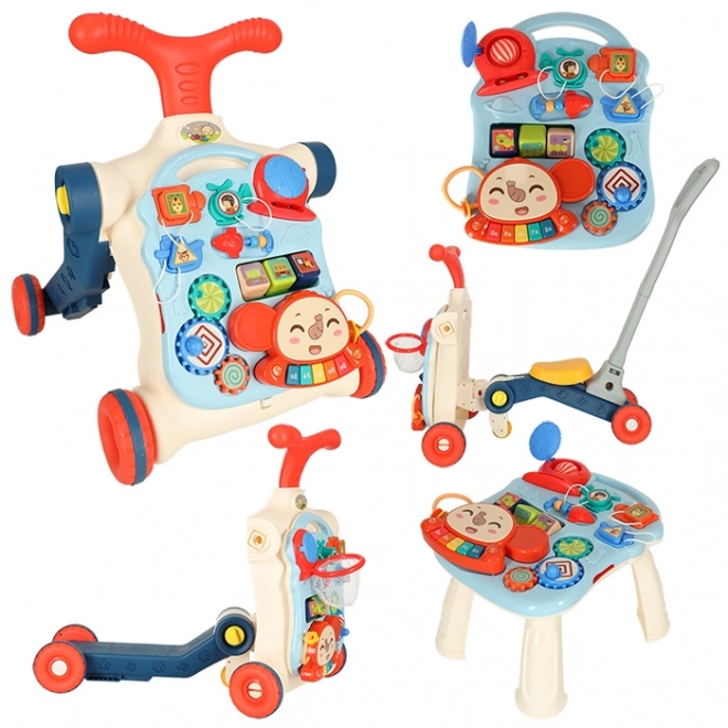 Multifunktionelt baby walker og interaktivt bord 5i1