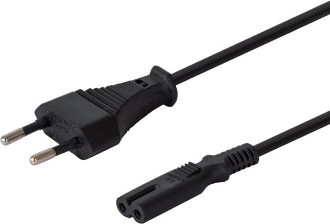 Flad netledning med C7 tobenet stik, 3 m