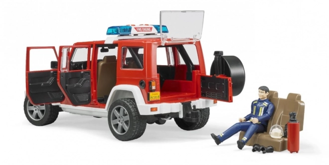 Bruder Rød brand JEEP WRANGLER med figur og tilbehør