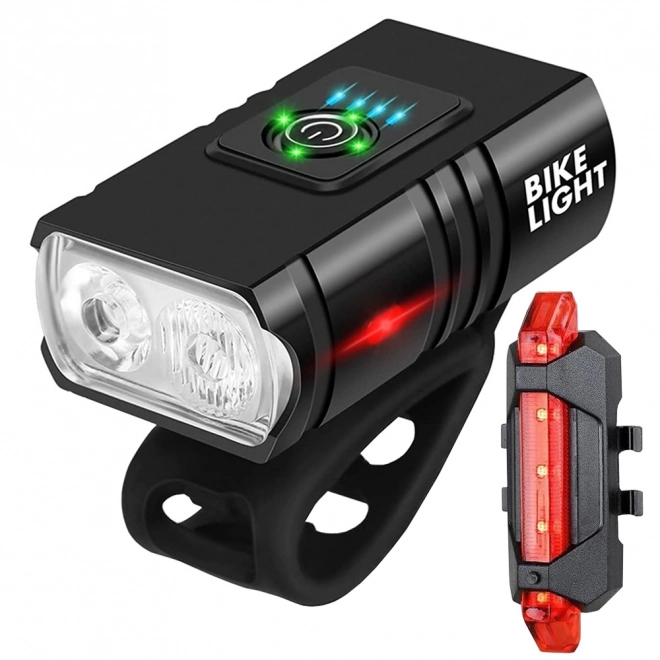 Sæt med LED-cykellygter med USB-opladning