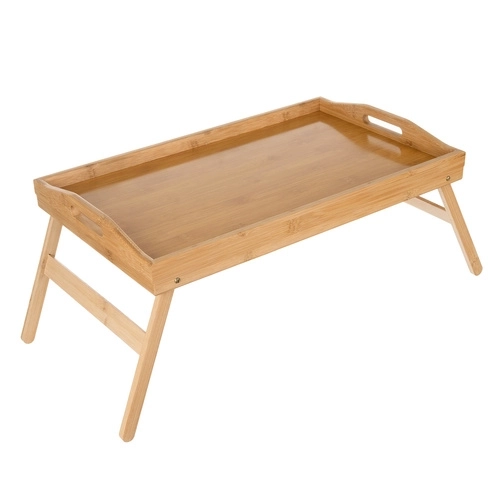 Foldbart bambusbord til sengen med laptopfunktion