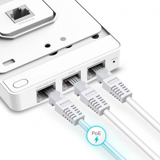 Gigabit-porte og PoE Pass‑Through