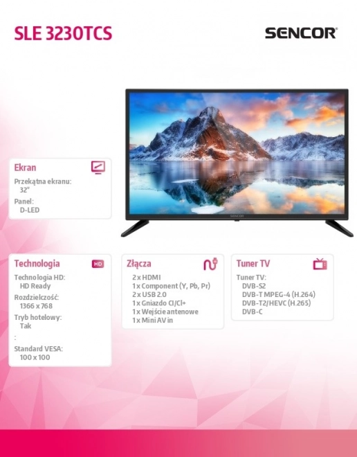Sencor 32" HD Ready TV med D-LED teknologi