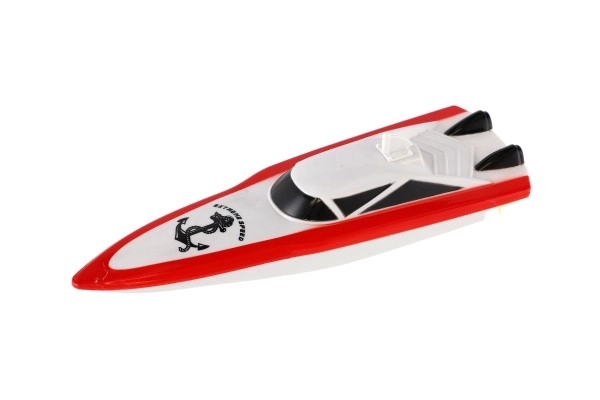 Motorbåd/skib til vand RC plast 19 cm på batterier + opladningspakke + USB 2,4 GHz i kasse 26x13x15cm