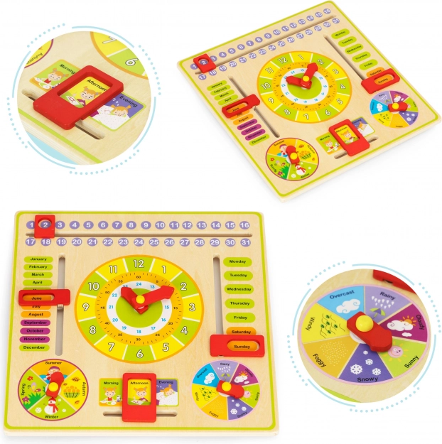 Træuddannelsesplade - kalender og ur ECOTOYS