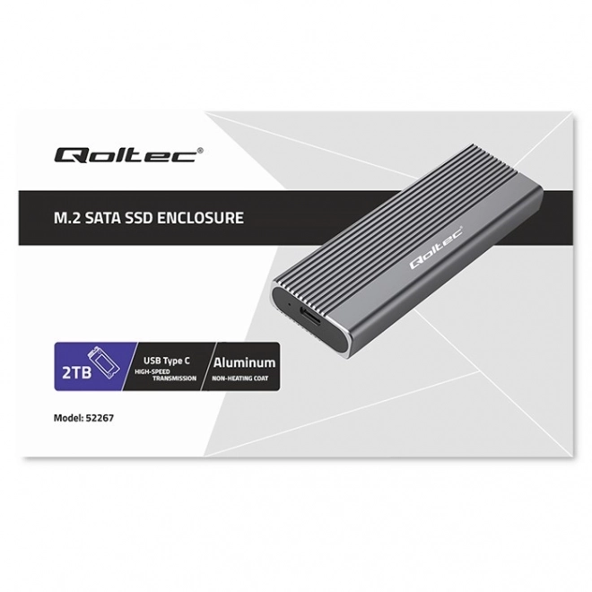 Aluminiumsdæksel til M.2 SSD SATA NGFF USB-C 2TB Grå