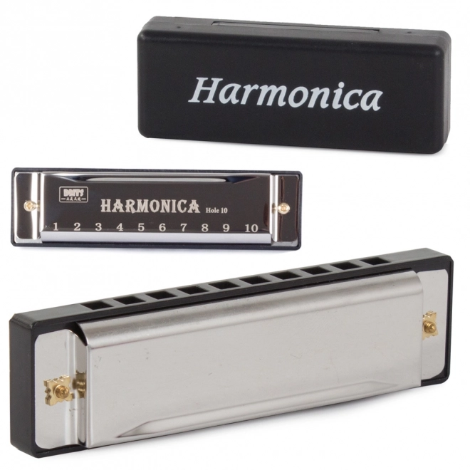 Metal mundharmonika C dur med etui