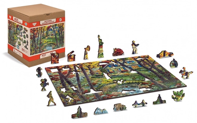 Træpuslespil Hytte i skoven fra WOODEN CITY
