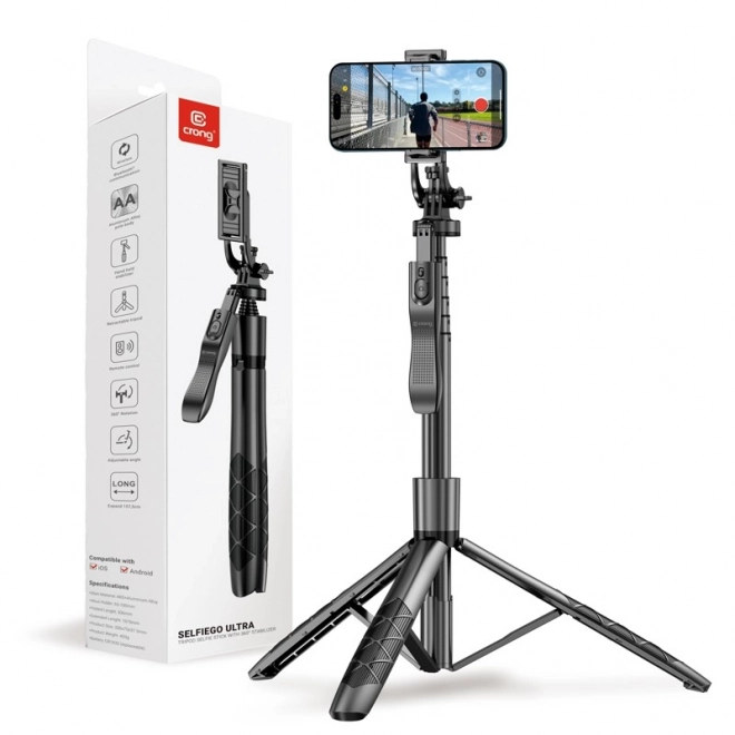 SelfieGo Ultra udvidelig selfie-stang med Bluetooth stativ