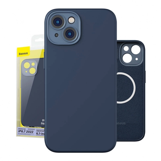 Magnetisk etui og sæt af hærdet glas til iPhone 14 Plus - Baseus Liquid Silica blå