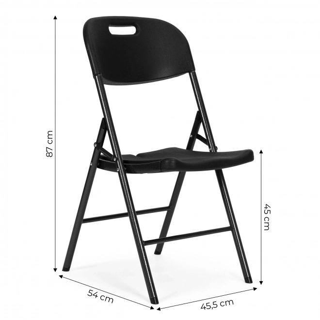 Sæt af 2 foldestole ModernHome, metalramme, HDPE, sort