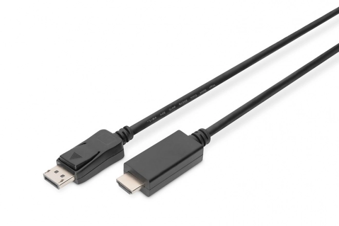 Adapterkabel DisplayPort 1.2 med snap-on stik 4K 60Hz UHD Type DP/HDMI A M/M sort – 3 m