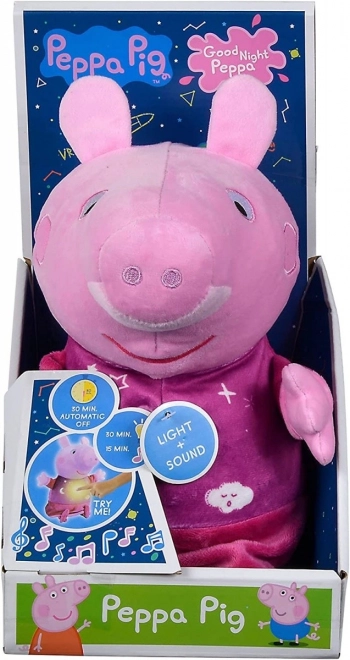 Peppa Pig 2-i-1 plys godnatursklud, med musik + lys, lyserød, 25 cm