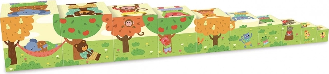 Farverige klodser med illustrationer