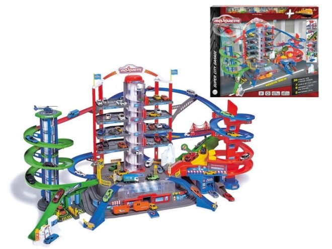 Garage Super City + 6 bilmodeller og tog