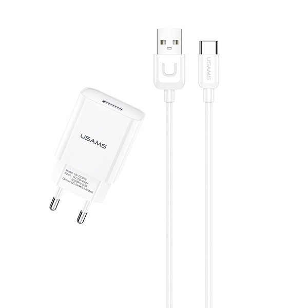 Oplader til stikkontakt USB med USB-C kabel 2,1A
