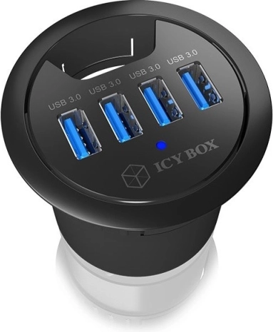 Bord-USB-hub ICY BOX til gennemføring 60 mm, 4× USB 3.0