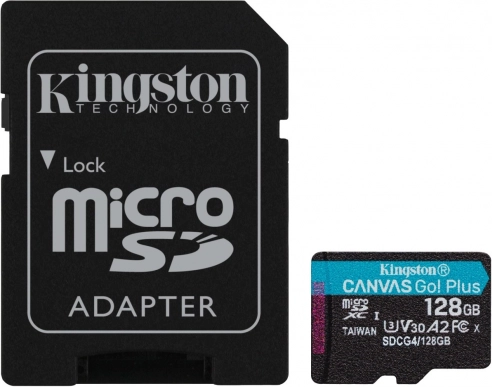 MicroSD-kort 128 GB Kingston Canvas Go! Plus A2 U3 V30 med adapter