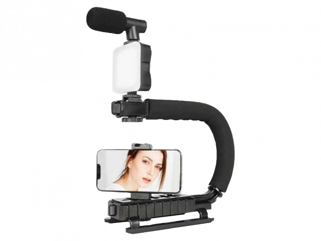 Sæt til vlogging med holder, LED-lys og mikrofon