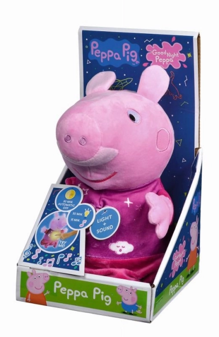 Peppa Pig 2-i-1 plys godnatursklud, med musik + lys, lyserød, 25 cm