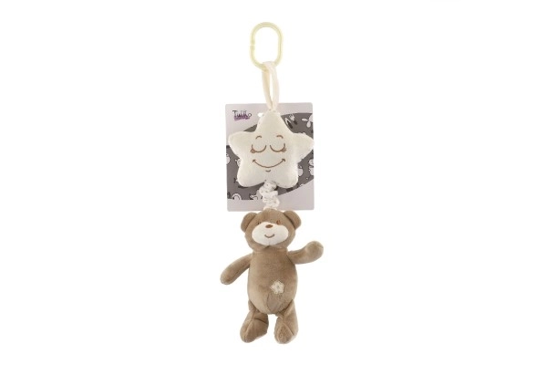 Bamse med stjerne, plys gardin til krybbe/barnevogn med optrækkelig spilleautomat 36 cm i pose 0+