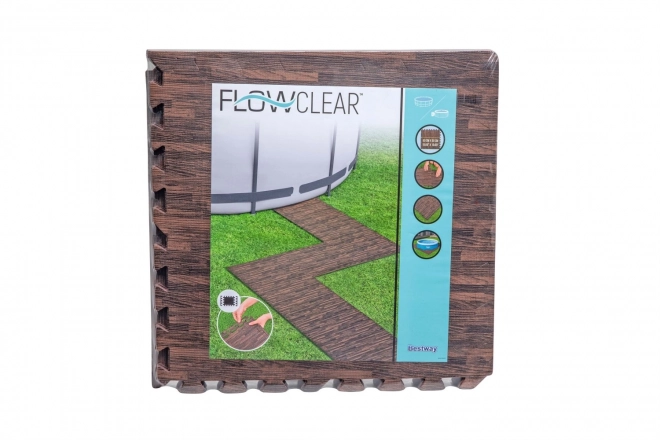Skumunderlag til havepool 50 x 50 cm Bestway træimitat - 12 stykker