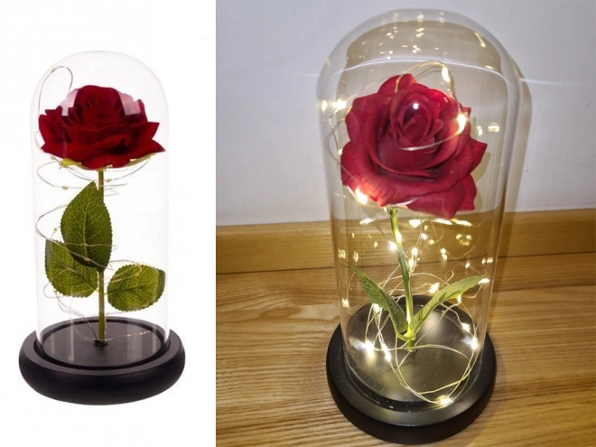 Evig rose i glas med LED-belysning