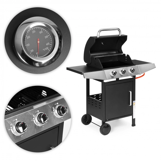 Gasgrill til haven med 3 brændere