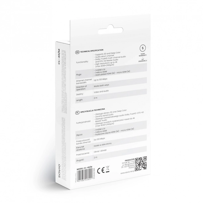 HDMI Kabel (M) - micro HDMI (M) med Ethernet, 2 m, CL-40/M