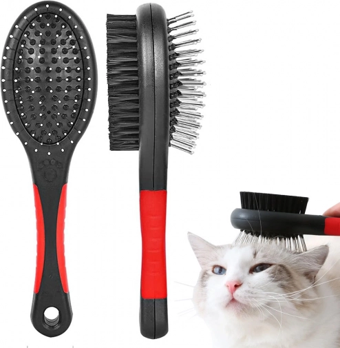 Dobbelt­sidet børste til hunde og katte med massageknopper