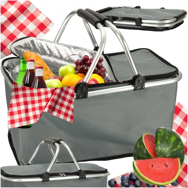 Foldbar termisk picnickurv grå