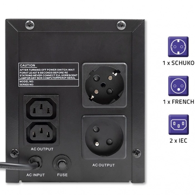 Nødstrømsforsyning UPS Qoltec 1500VA 900W