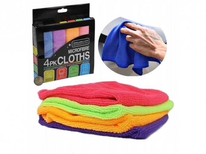 Rengøringsklude af mikrofiber, sæt med 4 stykker