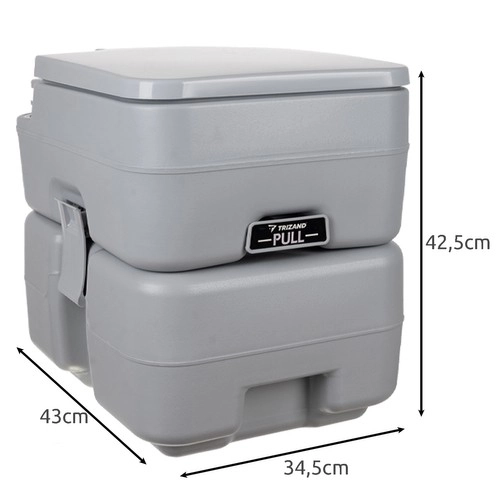 Trizand 24498 Bærbar campingtoilet 20 + 12 l, grå
