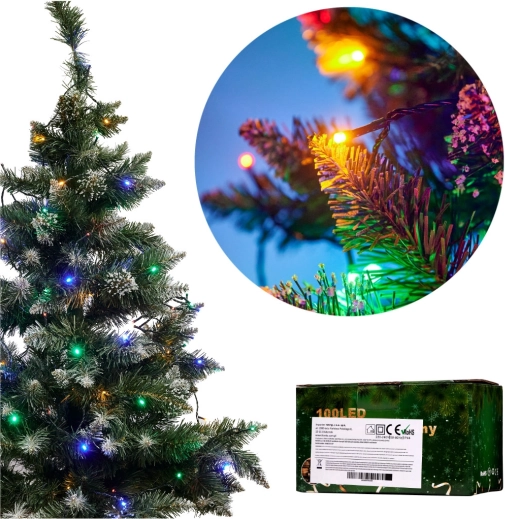 Jule LED lyskæde 10 m, 100 LED, 8 tilstande – Multicolor