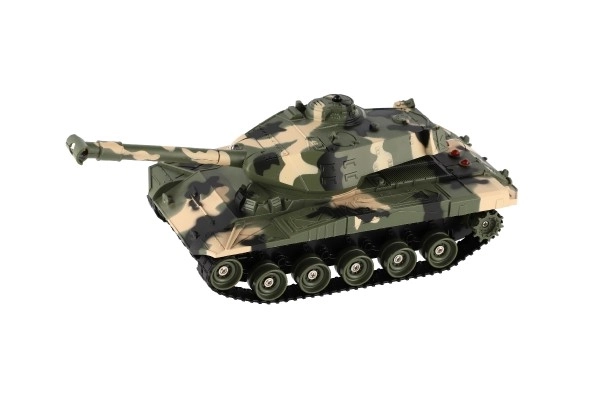 Tank RC plast 27cm 27MHz med batteri+opladningspakke med lyd i kasse 37x17x19cm