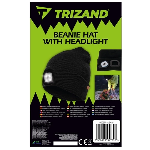 Vinterhue med lygte - sort Trizand 22663