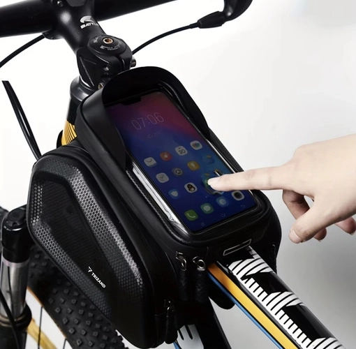 Cykeltaske til telefon med vandtæt etui og solskærm