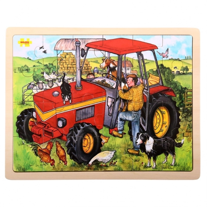 Bigjigs Toys Træpuslespil traktor 24 brikker
