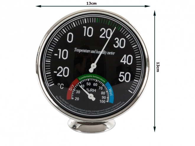Analogt indeklima hygrometer og termometer sort