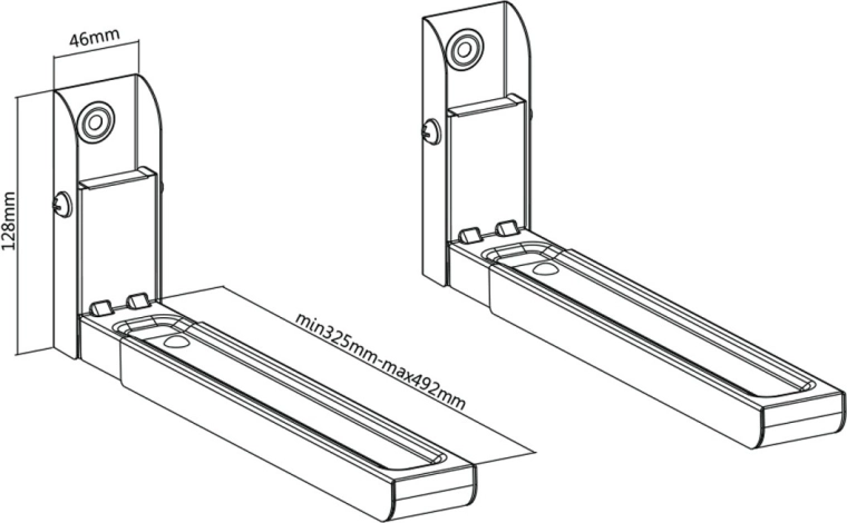Justerbare arme 325–492 mm