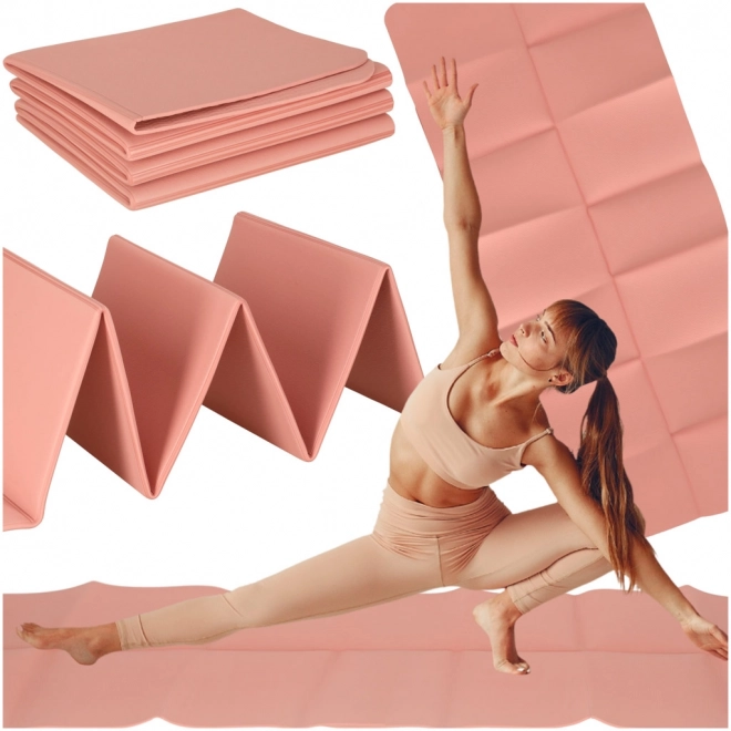 Foldbar yogamåtte 183x61x0,4 cm pink